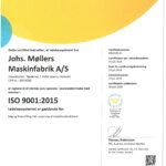 ISO 9001:2015 certificering Johs. Møllers Maskinfabrik